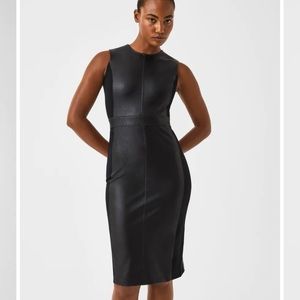 Spanx Large Black Leather Like Combo Dress New with Tags